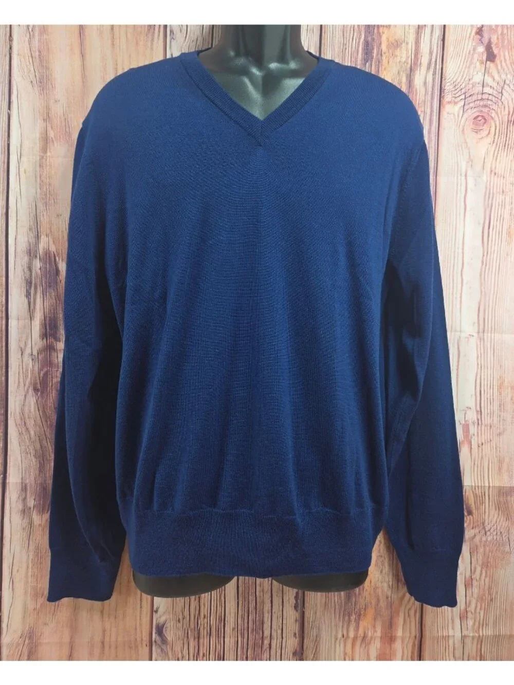 Brooks Brothers Brookstech Merino V-Neck Navy Sweater Large